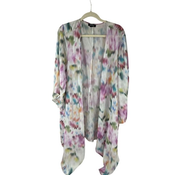 Torrid Size 3 Open Front Sheer Kimono Cardigan Watercolor Floral Drape - Picture 1 of 7